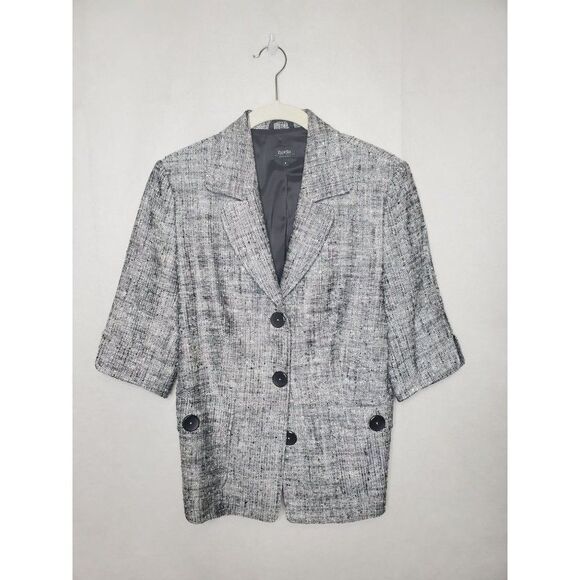 Zanella Italian Silk Linen Blend 3/4 Sleeve Blazer Jacket Office Business Chic - Picture 1 of 8